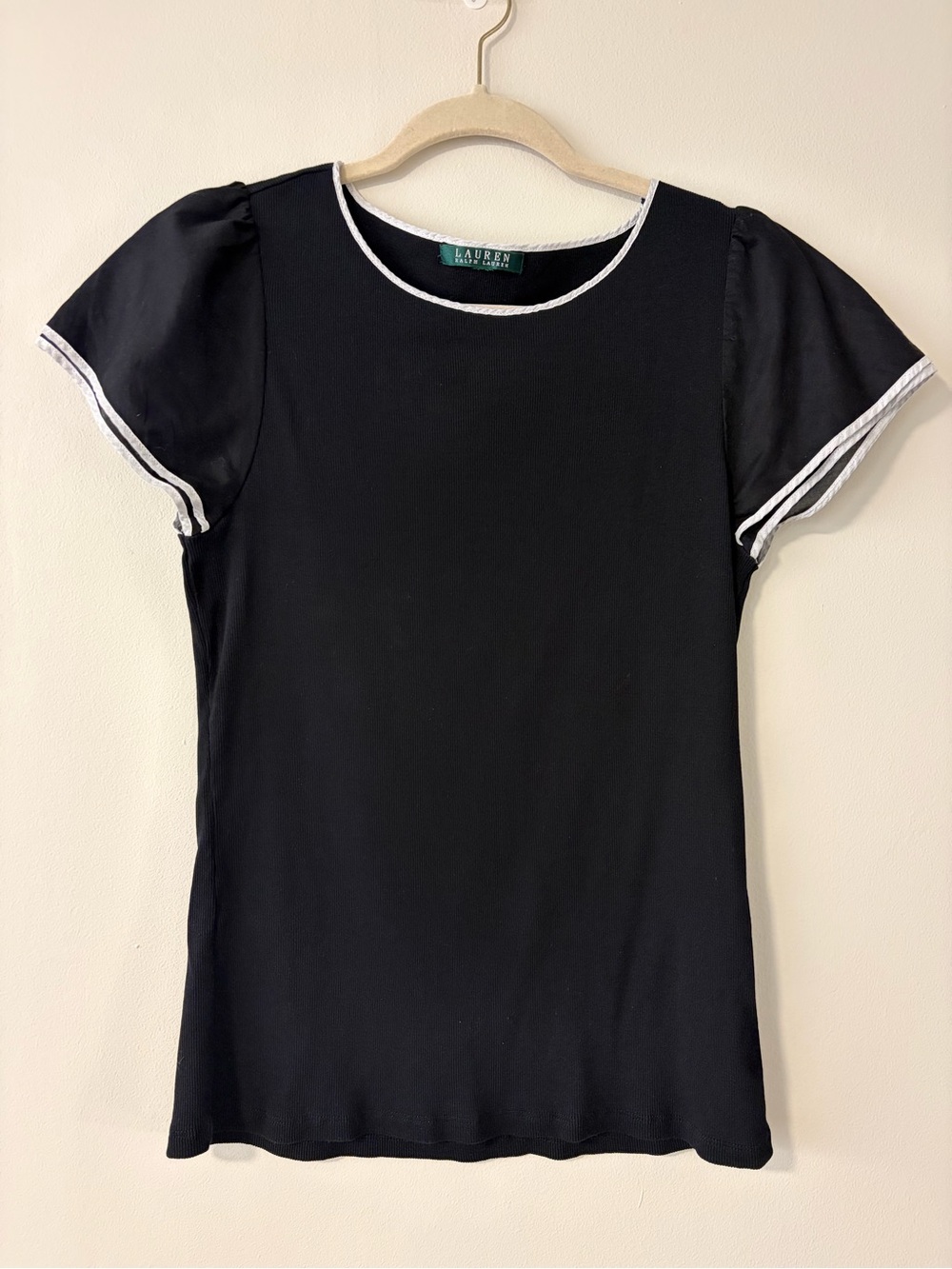 Ralph Lauren Black Short Sleeve Tee with White Trim